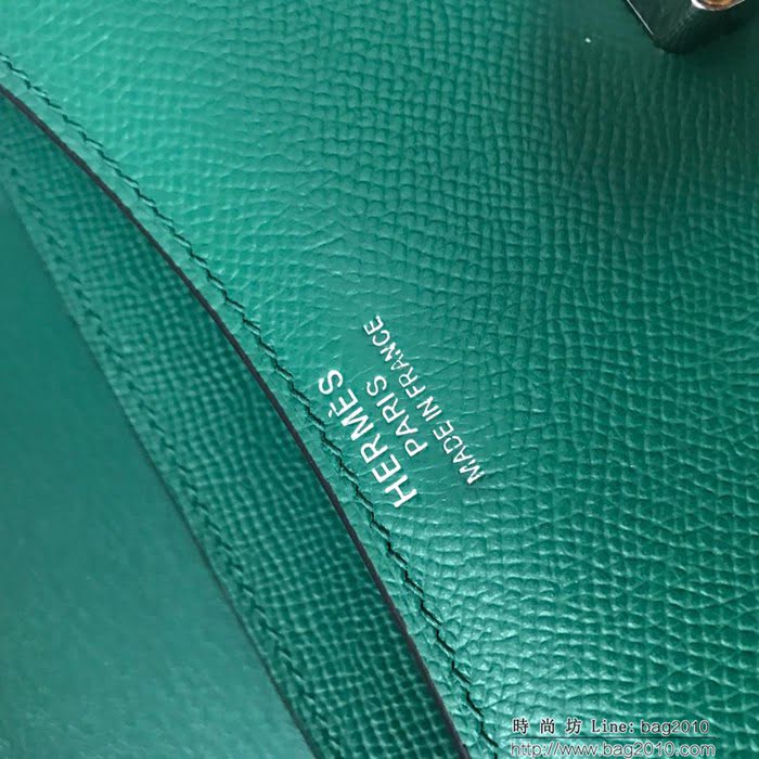 HERMES愛馬仕 H空姐包 進口原廠EP皮 頂級蜜蠟製作 街拍必備單品 墨綠金銀 單肩斜挎包  Ama1555
